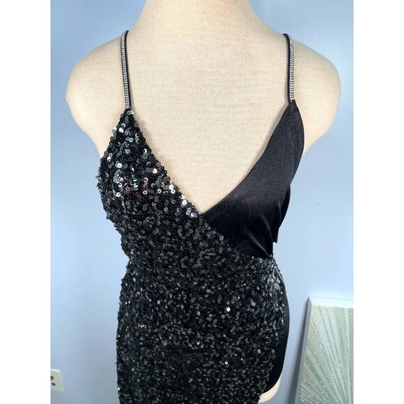 Bronx and Banco Simone Sequin Embellished High Slit Maxi Dress Size Medium - Picture 3 of 8